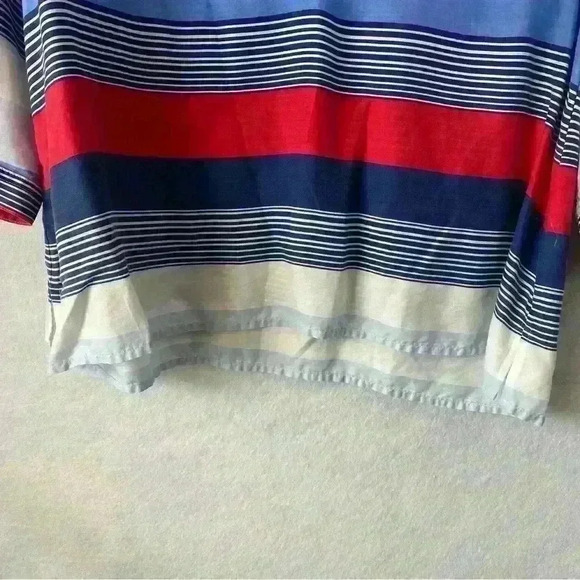Talbots Women's Striped Button Up Long Sleeve Tunic L USA BBQ Beach Holiday - Picture 6 of 11